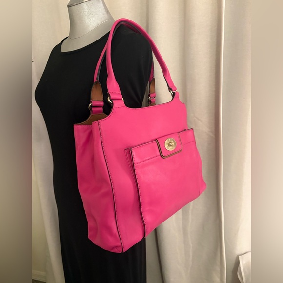 Kate Spade Hampton Road Davis Tote Hot Pink Leather Turn Lock LG Bag NWOT - Picture 13 of 14
